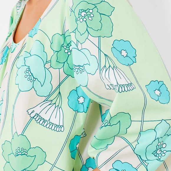 Tuckernuck (Hyacinth House) Green and Blue Floral Dorinda Midi Dress - Picture 3 of 10